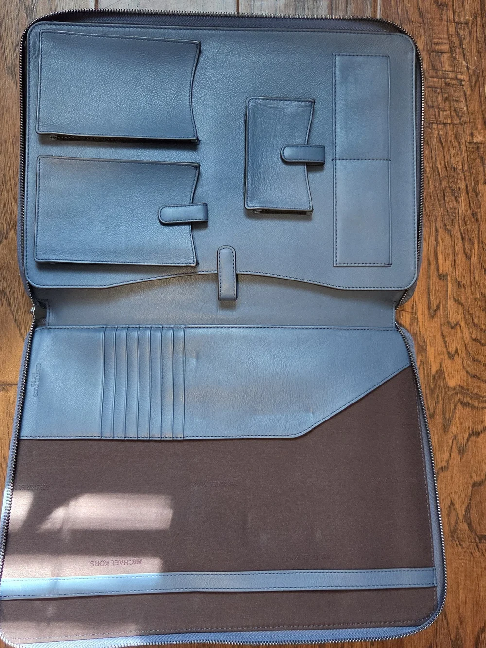 Michael Kors Men's Blue Leather Briefcase Sleeve